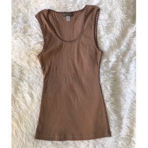 Tan Stitch Detail Tank